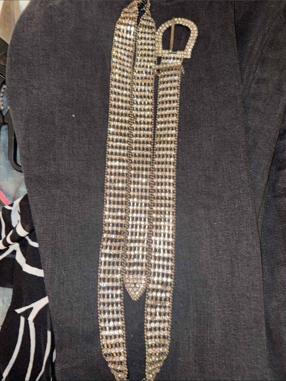 Silver Rhinestone Chain Belt - Picture 1 of 1